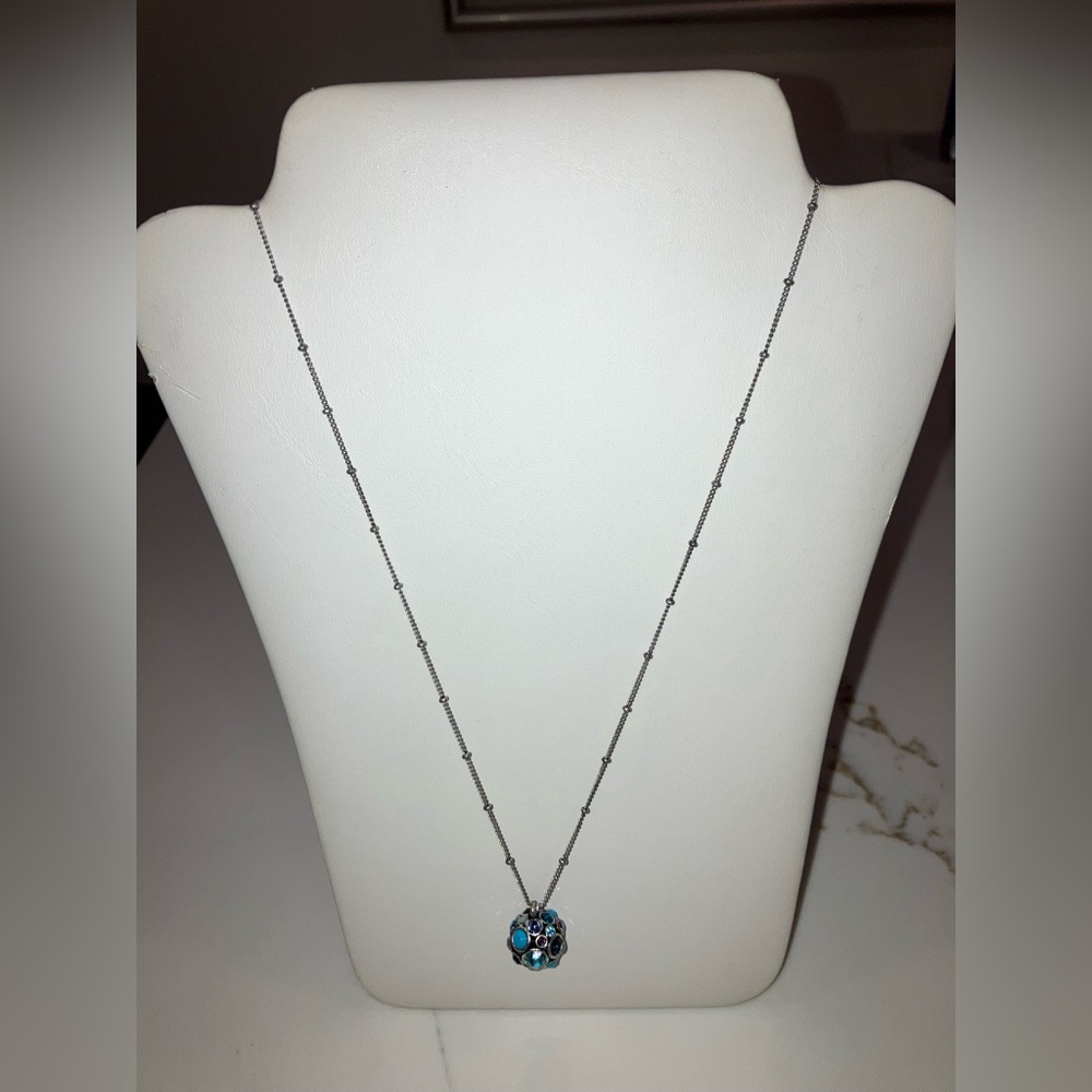 🪩 FOSSIL Multicolored Rhinestone Disco Ball Pendant Necklace 🪩 - Picture 12 of 13